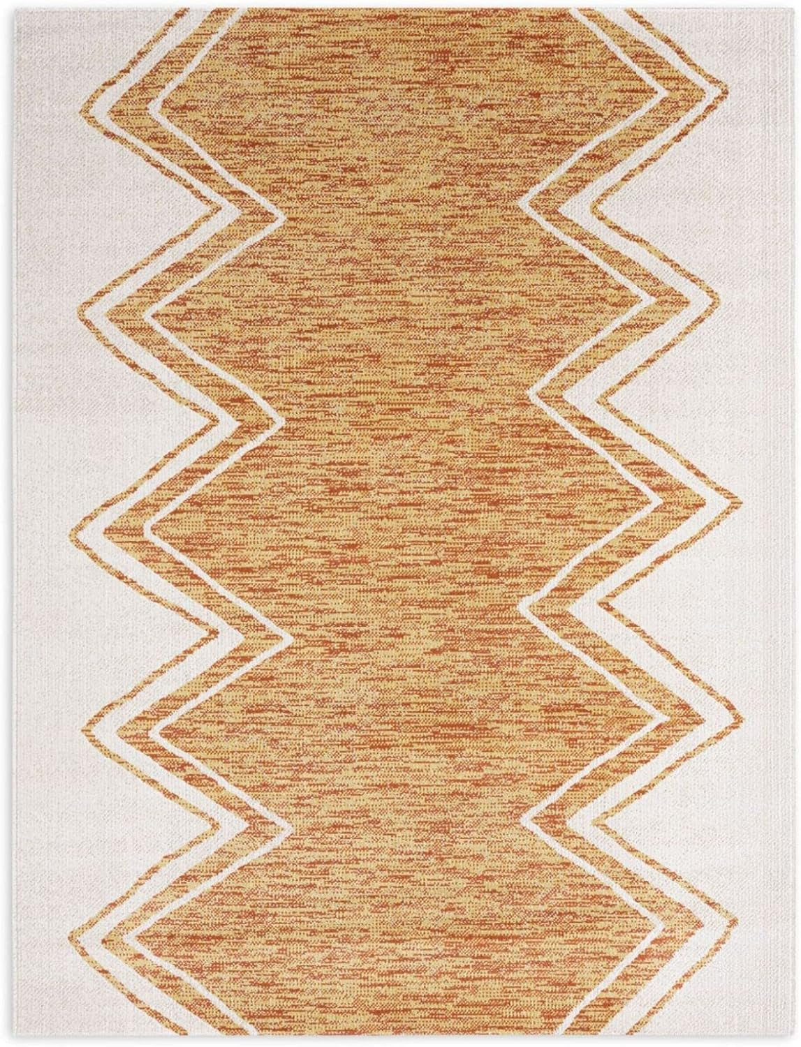 Nicole Miller New York Patio Sofia Leon Indoor/Outdoor Area Rug, Ivory/Mustard, 7'9"X10'2" Rectangle