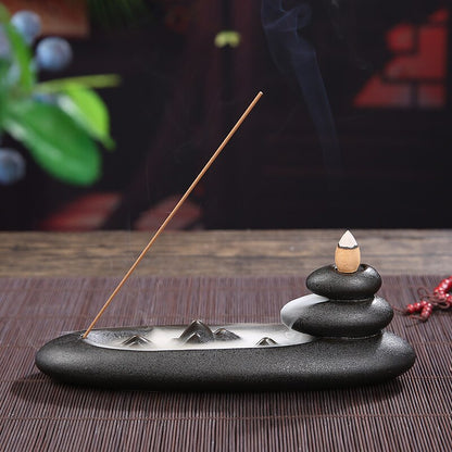 Boat Shape Waterfall Incense Burner Stick Backflow Incense Holder Aromatherapy Aroma Smoke Censer Home Office Tea Zen Room Craft