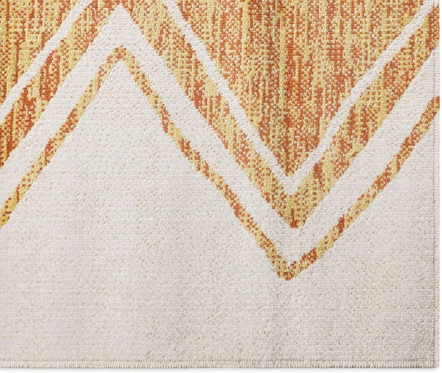 Nicole Miller New York Patio Sofia Leon Indoor/Outdoor Area Rug, Ivory/Mustard, 7'9"X10'2" Rectangle