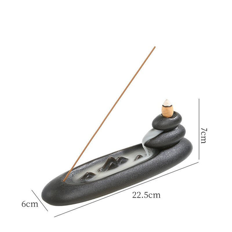 Boat Shape Waterfall Incense Burner Stick Backflow Incense Holder Aromatherapy Aroma Smoke Censer Home Office Tea Zen Room Craft